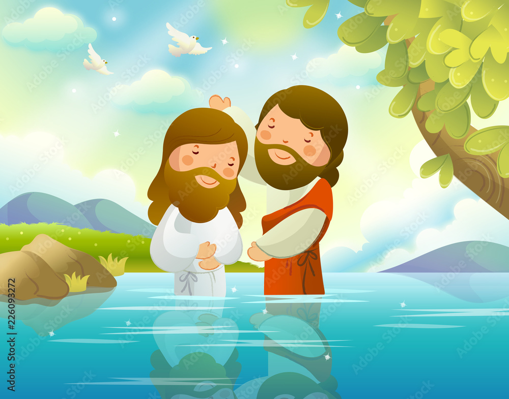 Baptism of Jesus Christ by John the Baptist Stock Vector | Adobe Stock