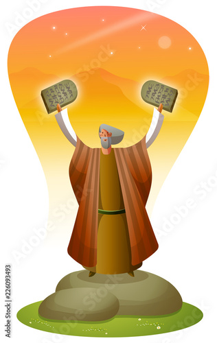 Moses holding engraved rocks