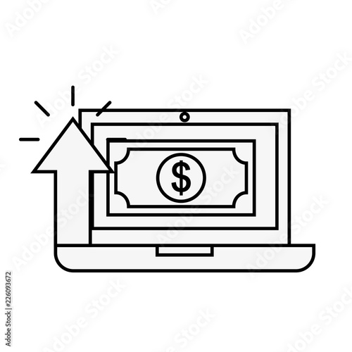 laptop banknote money arrow online shopping