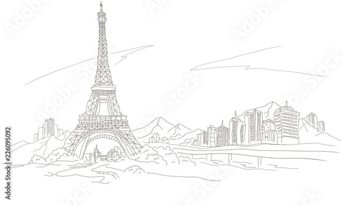 Fototapeta Naklejka Na Ścianę i Meble -  Low angle view of a tower, Eiffel Tower, Paris, France
