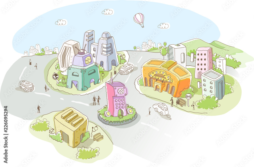 High angle view of buildings in a city High angle view of buildings in a city