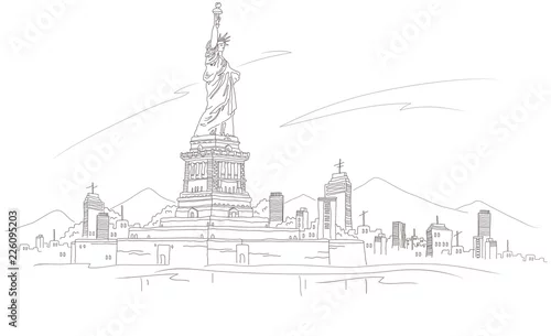 Obraz Niskiego kąta widok statua, statua wolności, Miasto Nowy Jork, stan nowy jork, usa