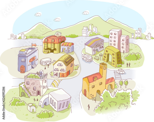 High angle view of buildings in a city