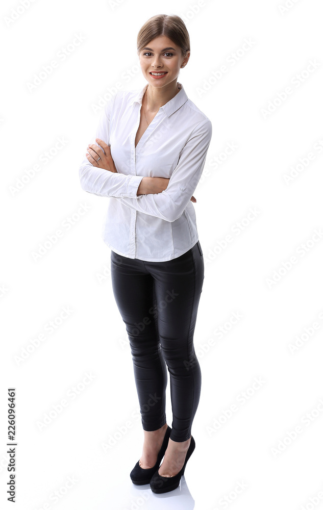in full growth. portrait of young business lady. i in full growth. portrait of young business lady. i