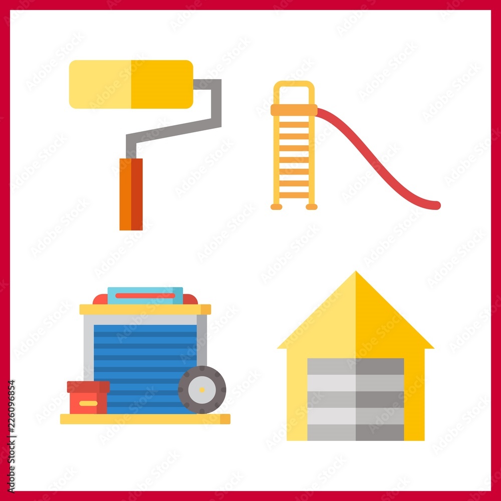 4 roller icon. Vector illustration roller set. garage and metallic blind icons for roller works 4 roller icon. Vector illustration roller set. garage and metallic blind icons for roller works