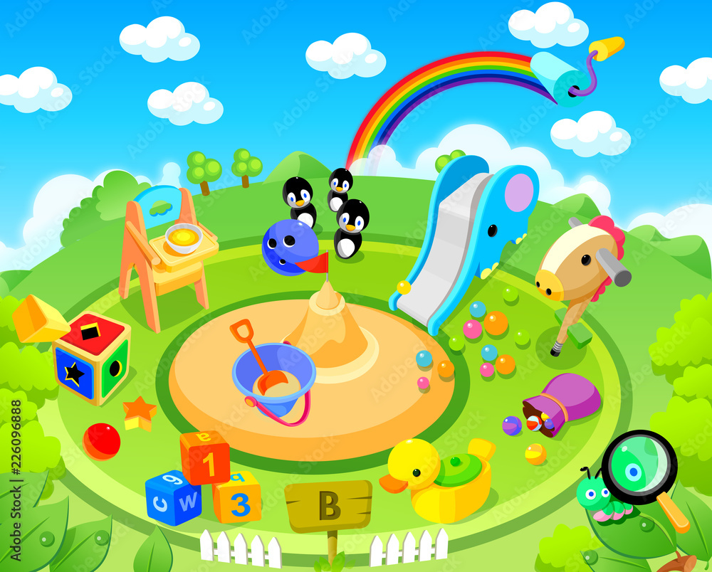 Naklejka premium High angle view of toys in a park