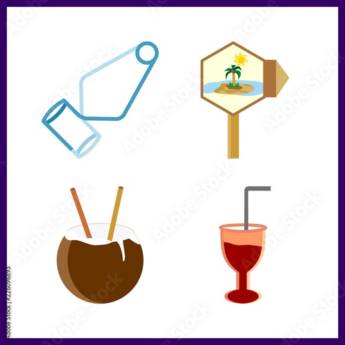 4 preparation icon. Vector illustration preparation set. pilon and cocktail icons for preparation works