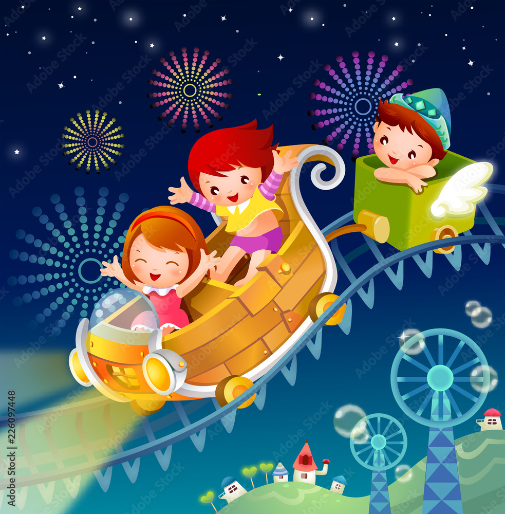 Two girls and a boy on a ride Two girls and a boy on a ride