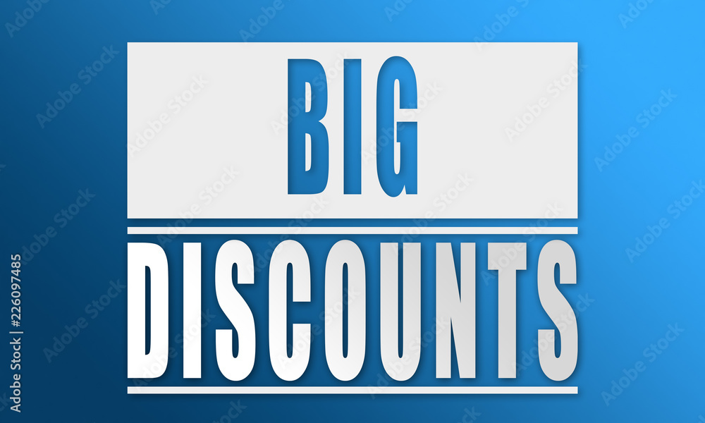 Big Discounts - neat white text written on blue background Big Discounts - neat white text written on blue background