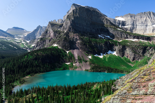 Angel Wing Mountain on a beautiful day in Glacier National Park, Montana photo