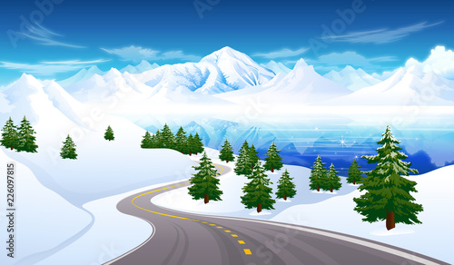 Road passing through a polar landscape