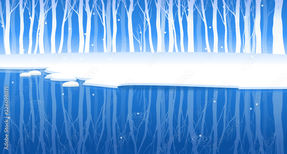 Reflection of tree trunks in a lake Reflection of tree trunks in a lake