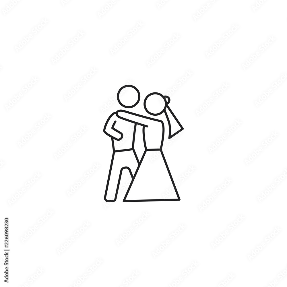 line dancing couple icon on white background line dancing couple icon on white background