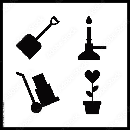 agriculture icon. wheelbarrow and bunser burner vector icons in agriculture set. Use this illustration for agriculture works. photo