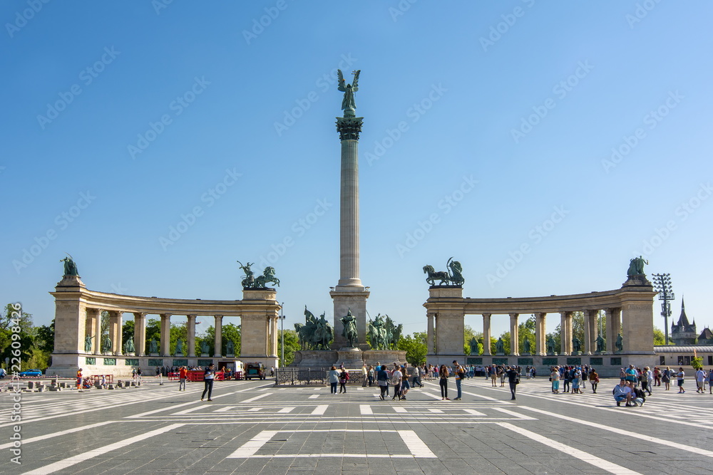 Heroes square in Budapest, Hungary