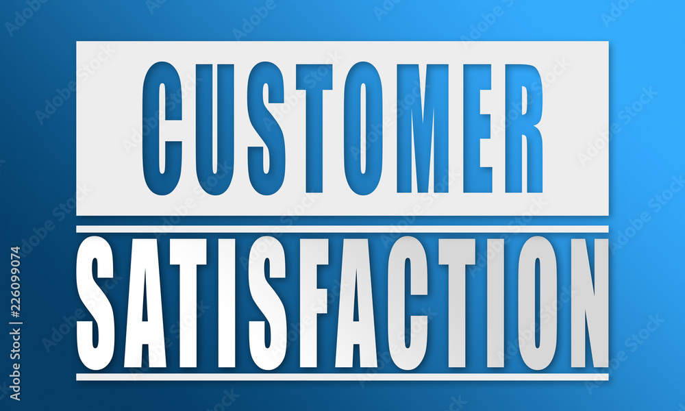 Customer Satisfaction - neat white text written on blue background