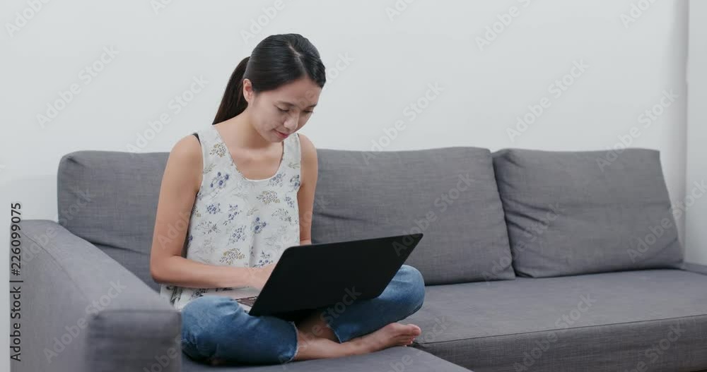 Woman work on laptop computer at home Woman work on laptop computer at home