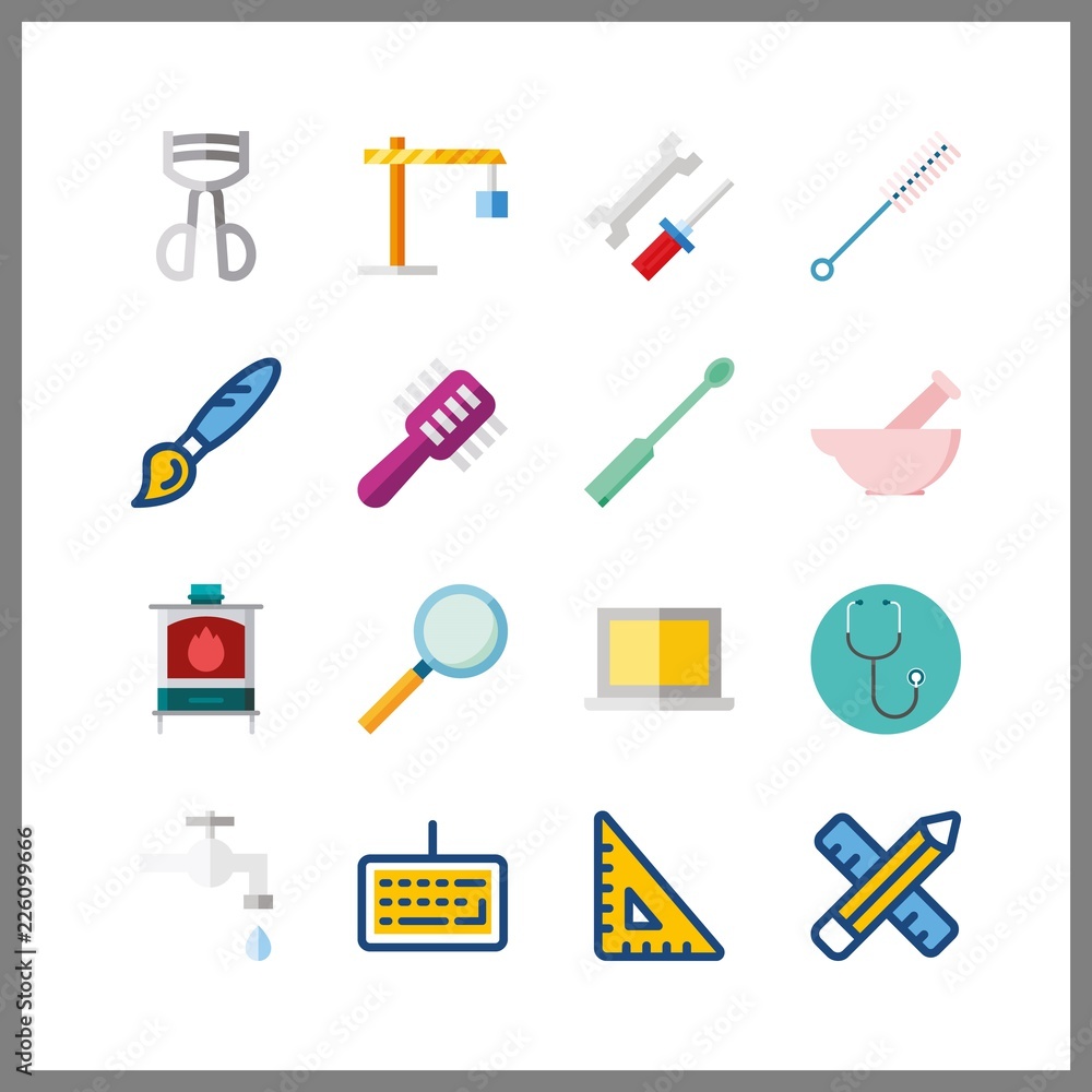 tool icon. hairbrush and set square vector icons in tool set. Use this illustration for tool works. tool icon. hairbrush and set square vector icons in tool set. Use this illustration for tool works.