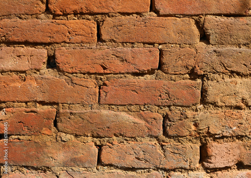 Red brick wall on countryside house