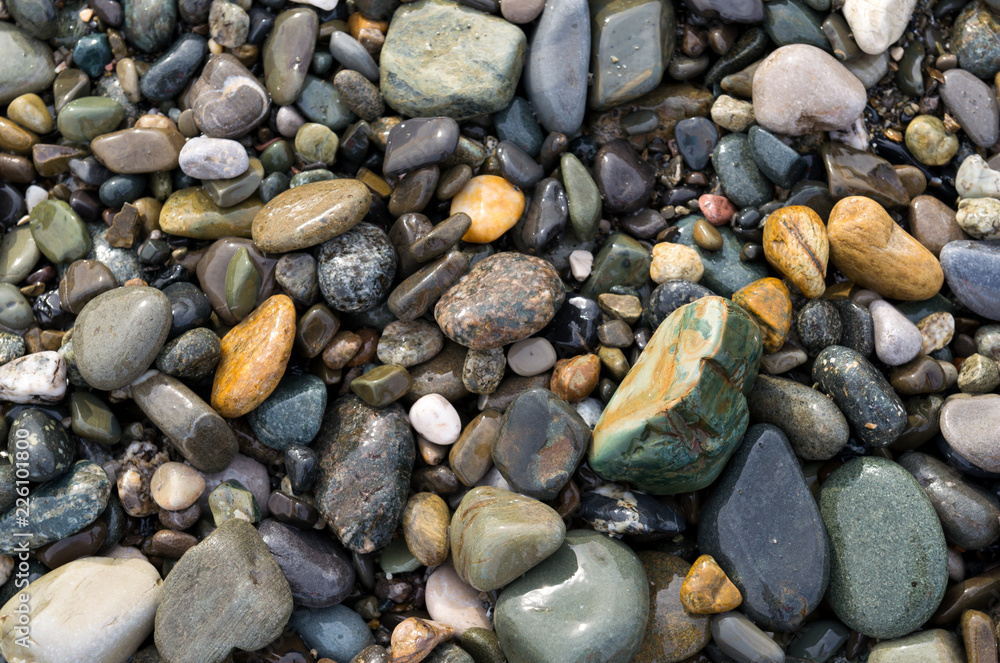 Background with different color sea stones Background with different color sea stones