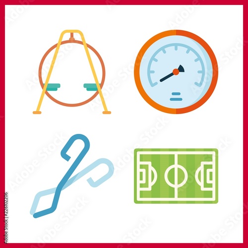 4 line icon. Vector illustration line set. crucible tongs and circular swing icons for line works