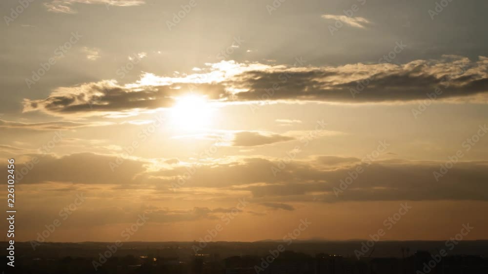 Scenic Sunset Clouds and Sun Across Colorful Sky. Time Lapse Scenic Sunset Clouds and Sun Across Colorful Sky. Time Lapse
