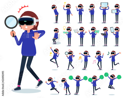 flat type VR goggle women_Action