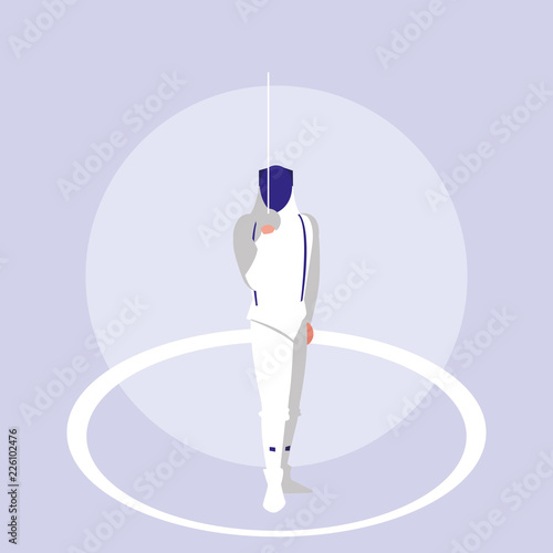 person practicing fencing avatar character