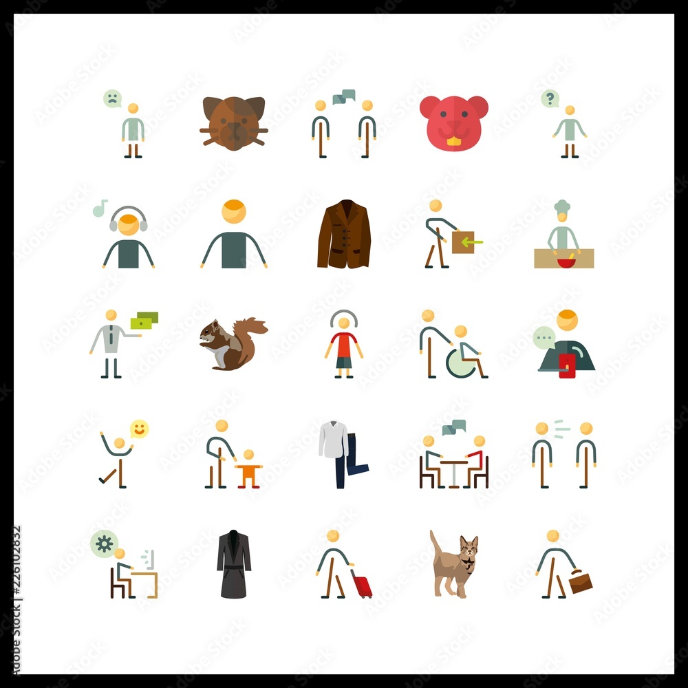 25 hair icon. Vector illustration hair set. long coat and stick man icons for hair works 25 hair icon. Vector illustration hair set. long coat and stick man icons for hair works