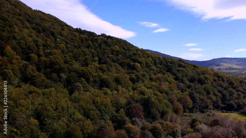 4k aerial: flight over village in Bieszczady mountains. 3840x2160, 30fps. 4k aerial: flight over village in Bieszczady mountains. 3840x2160, 30fps.