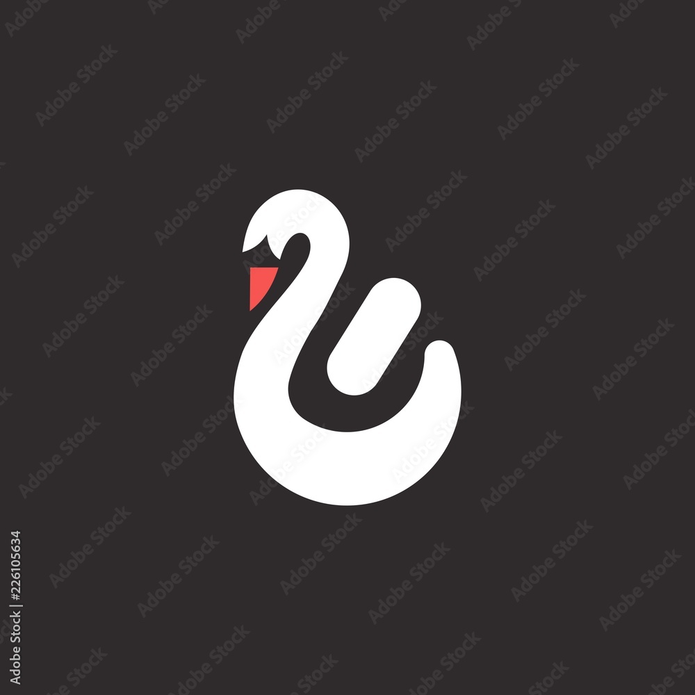 Swan Silhouette Animal Beauty Illustration Icon Logo Design Template Element Vector