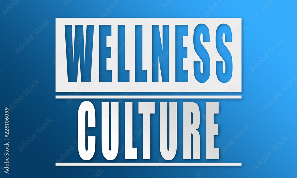 Wellness Culture - neat white text written on blue background