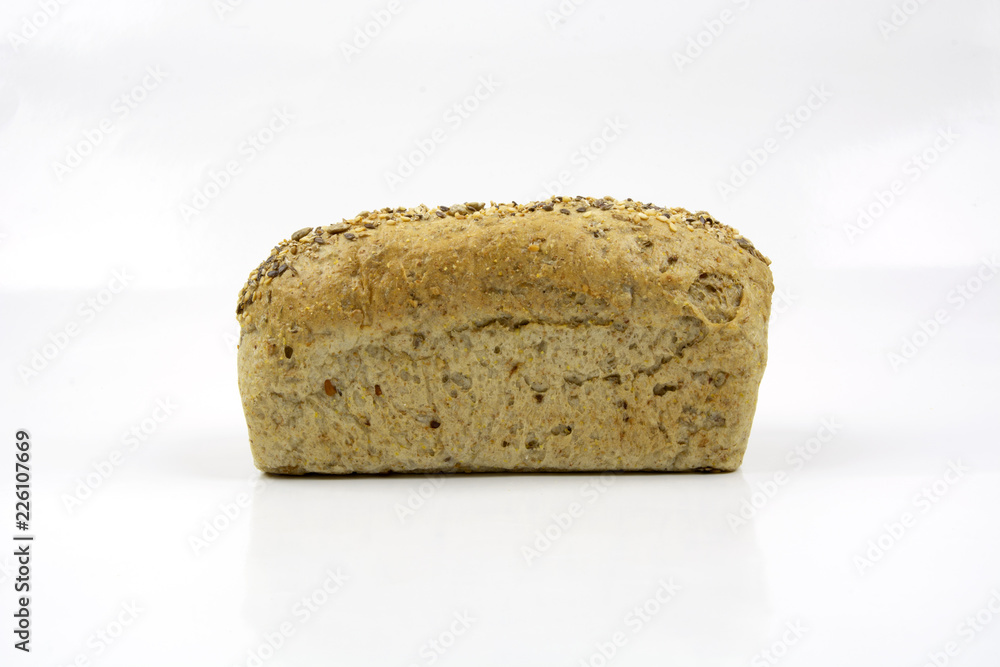 Grain bread over white background