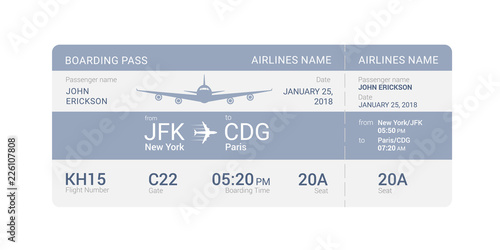 Blue boarding pass