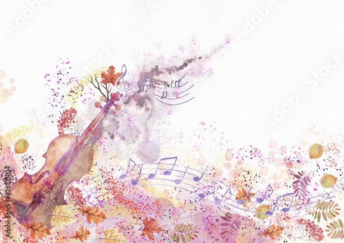 Obraz Jesienny koncert. Tle akwarela