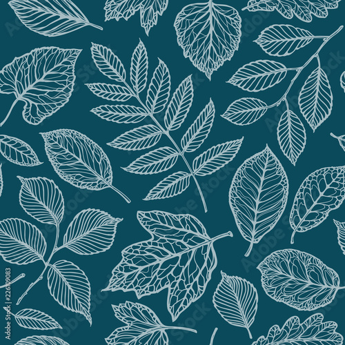 Seamless floral pattern. Nature, leaves backdrop. Decorative background vector illustration