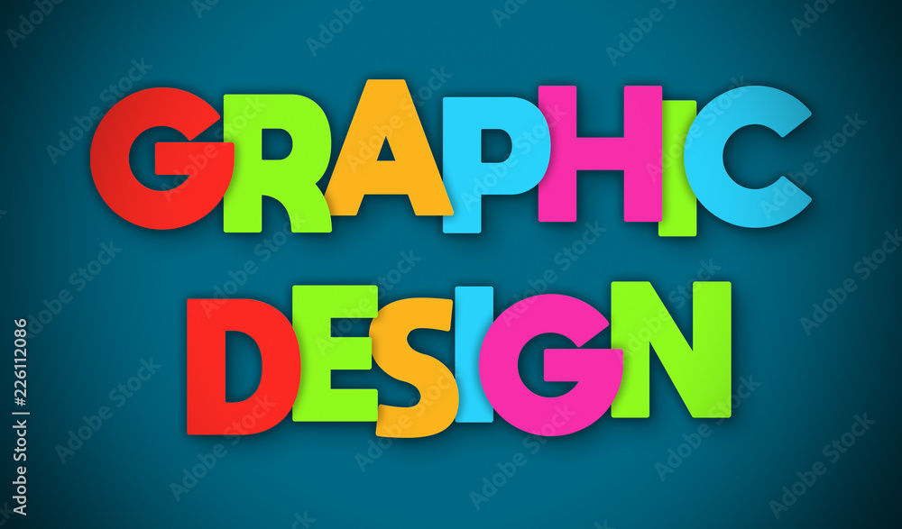 Fototapeta premium Graphic Design - overlapping multicolor letters written on blue background