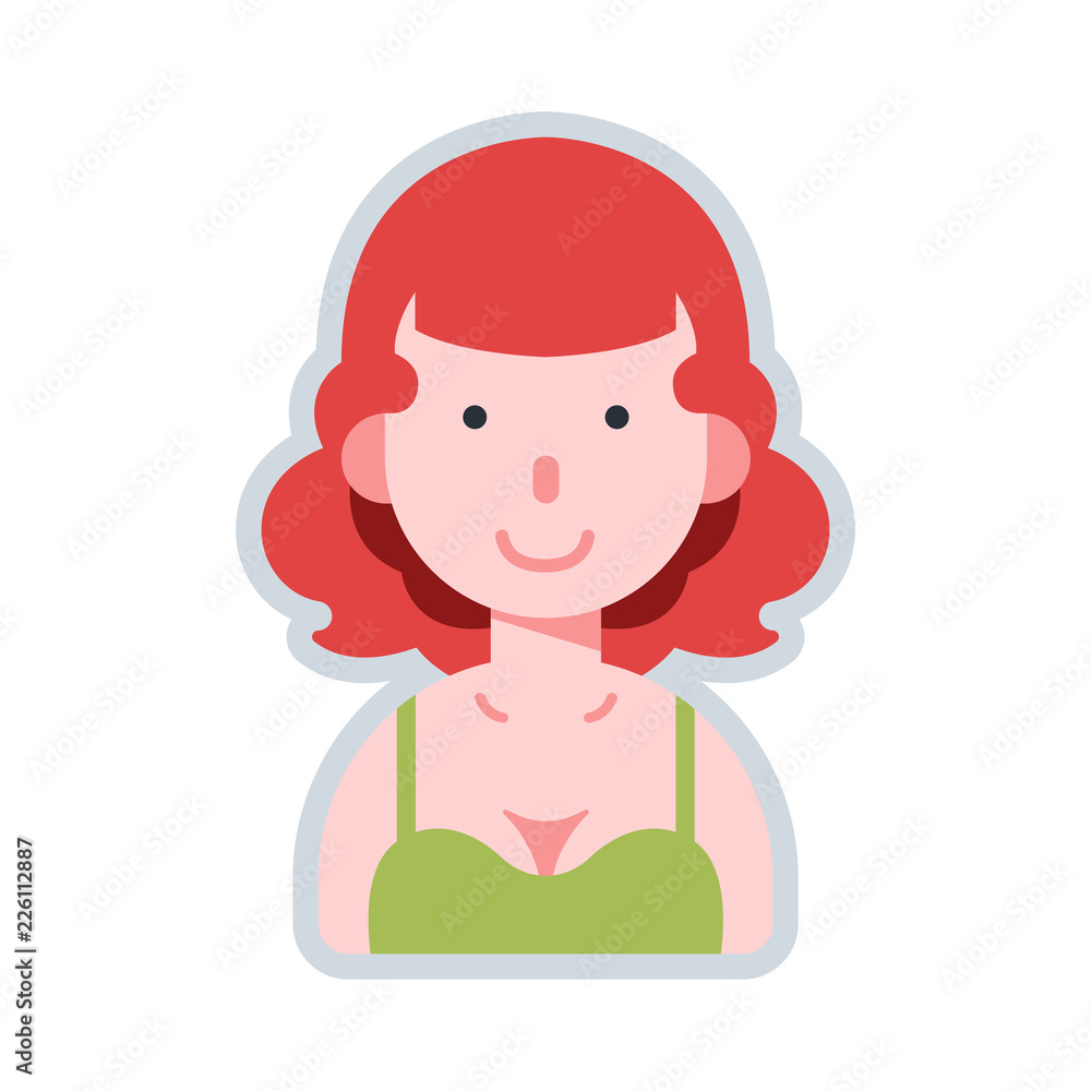 Avatar woman sexy red hair flat illustration
