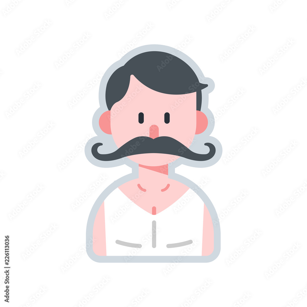 Avatar mustache muscle flat illustration