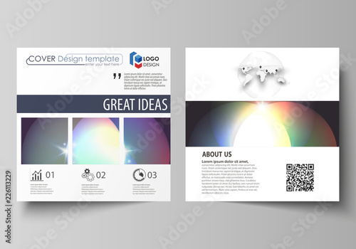 Business templates for square brochure, magazine, flyer, booklet or annual report. Leaflet cover, abstract vector layout. Retro style, mystical Sci-Fi background. Futuristic trendy design.