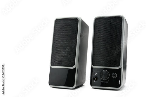 Speakers system on isolated background.Multimedia sound system photo