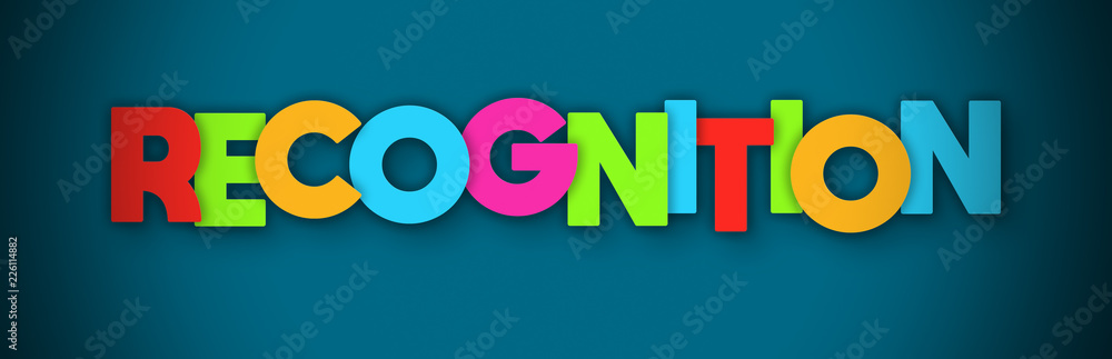 Recognition overlapping multicolor letters written on blue background Recognition overlapping multicolor letters written on blue background