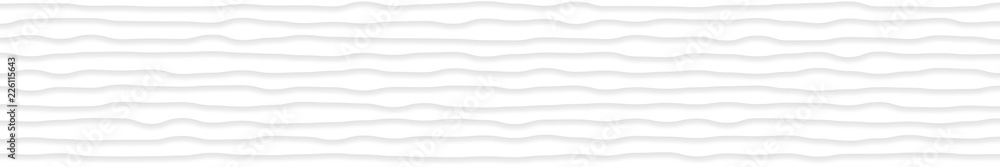 Obraz premium Abstract horizontal banner of wavy lines with shadows in white and gray colors
