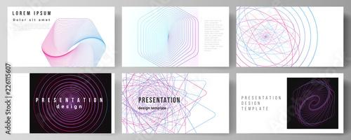 Vector illustration of the editable layout of the presentation slides design business templates. Random chaotic lines that creat real shapes. Chaos pattern, abstract texture. Order vs chaos concept.