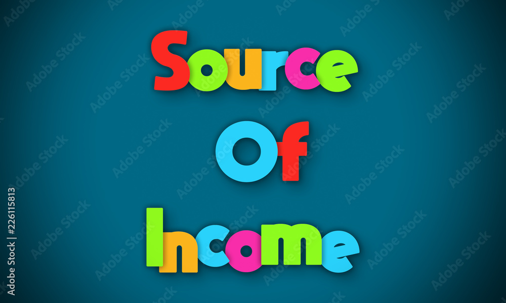 Source Of Income - overlapping multicolor letters written on blue background Source Of Income - overlapping multicolor letters written on blue background