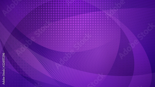 Abstract background of curved surfaces and halftone dots in purple colors