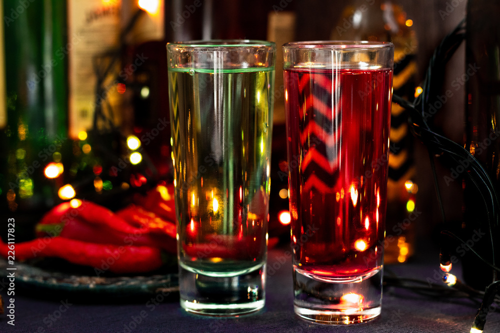 Red and green shots, christmas Red and green shots, christmas