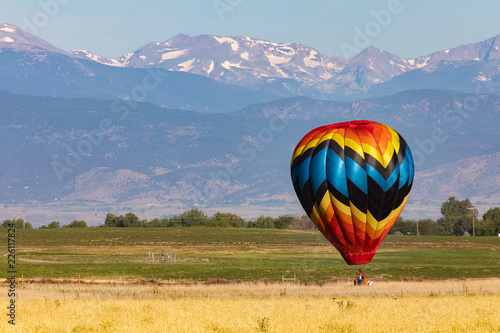Hot Air Balloon with Mountain Background photo