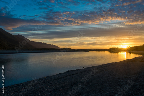 Fotografie Beautiful sunset at Matanuska river, Palmer Alaska