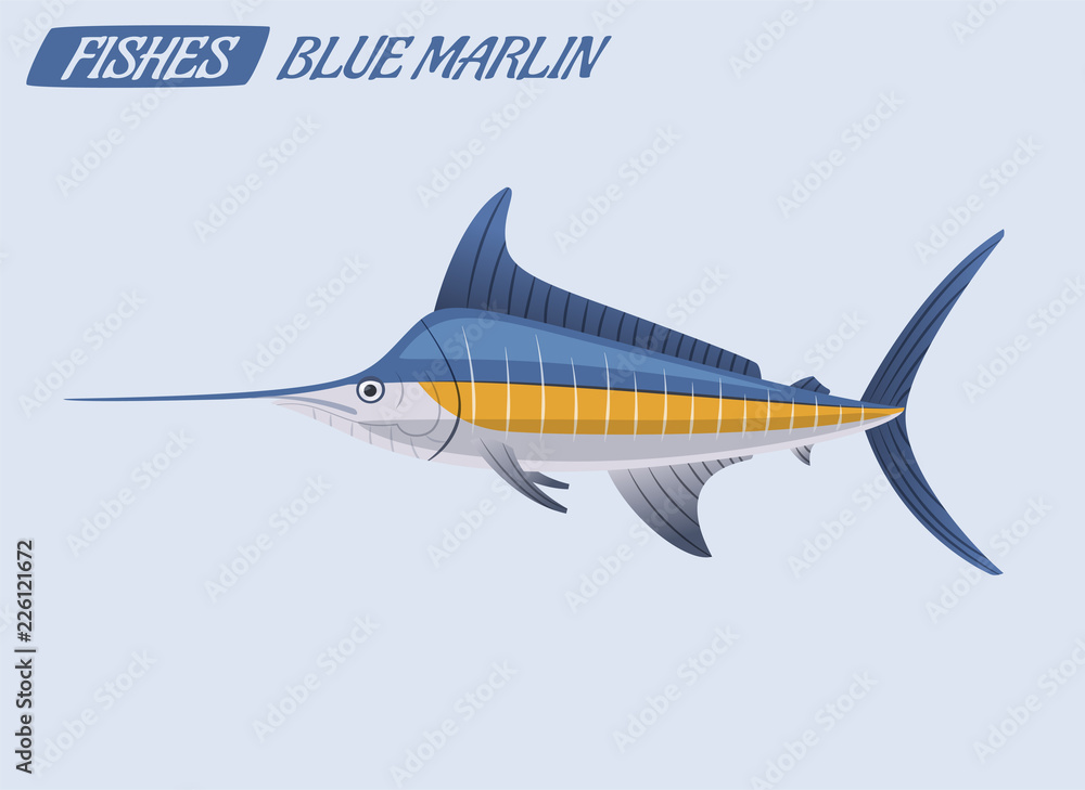 Fototapeta premium Fish character. Cartoon vector illustration